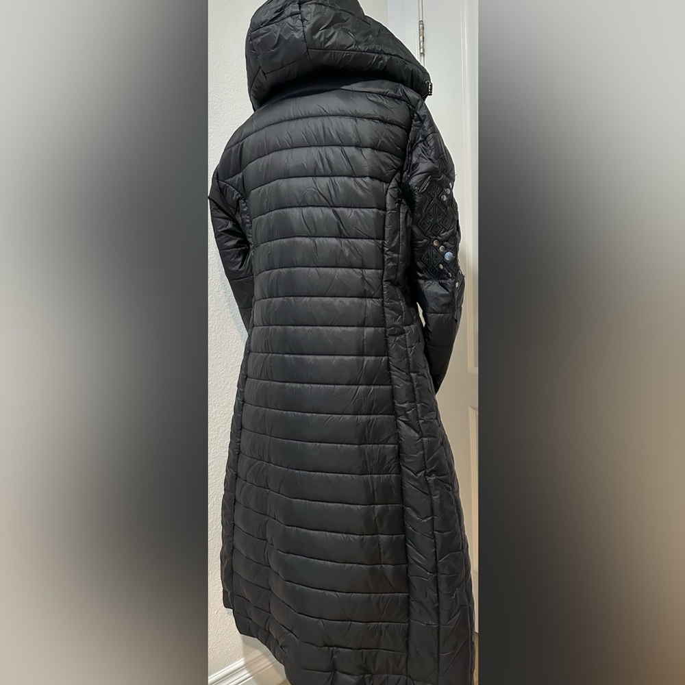 Johnny Was Black Sano Ski Zip Front Hooded Long Puffer Coat - Picture 8 of 10